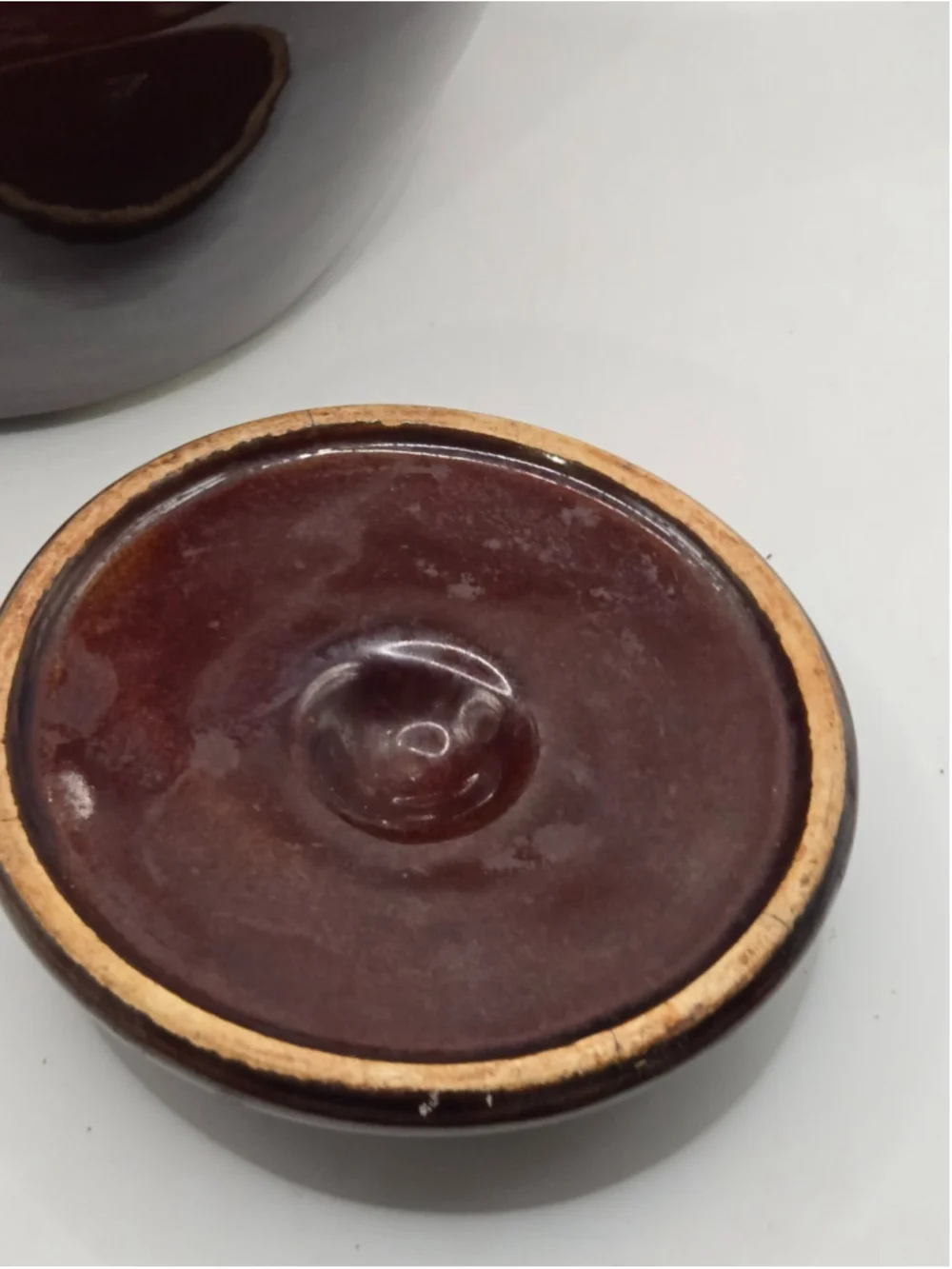 Vintage McCoy Pottery Brown Drip Bean Pot #342 Casserole Crock Lid As Is Decor